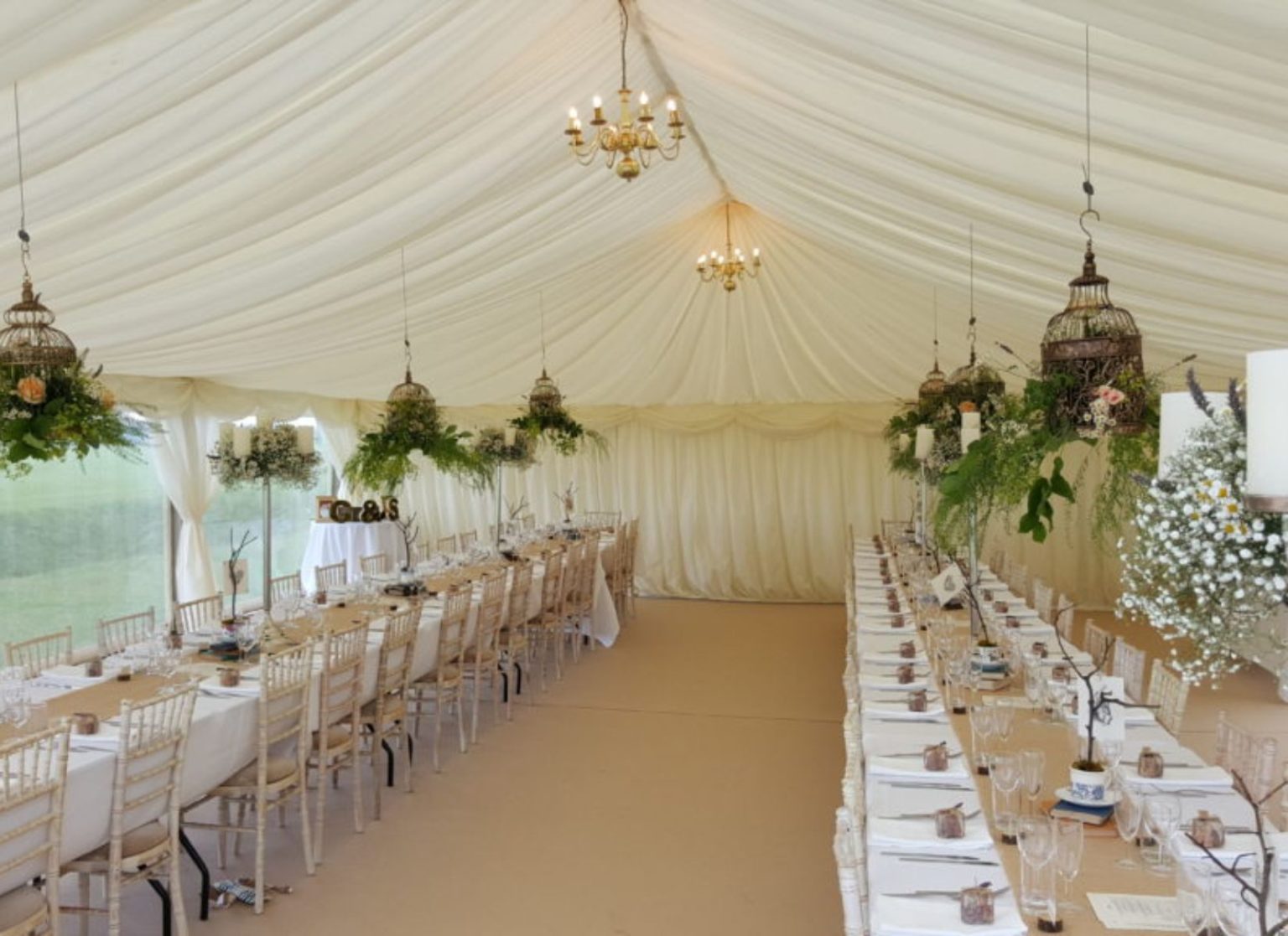 Wedding Marquee with Ivory Pleated Lining