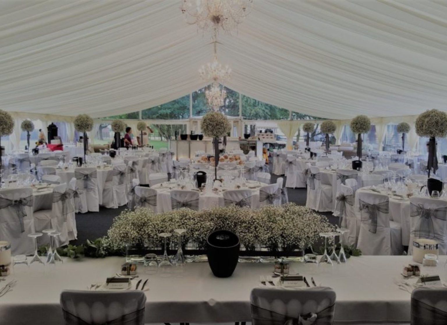 Wedding Marquee with PLeated Ivory Linings